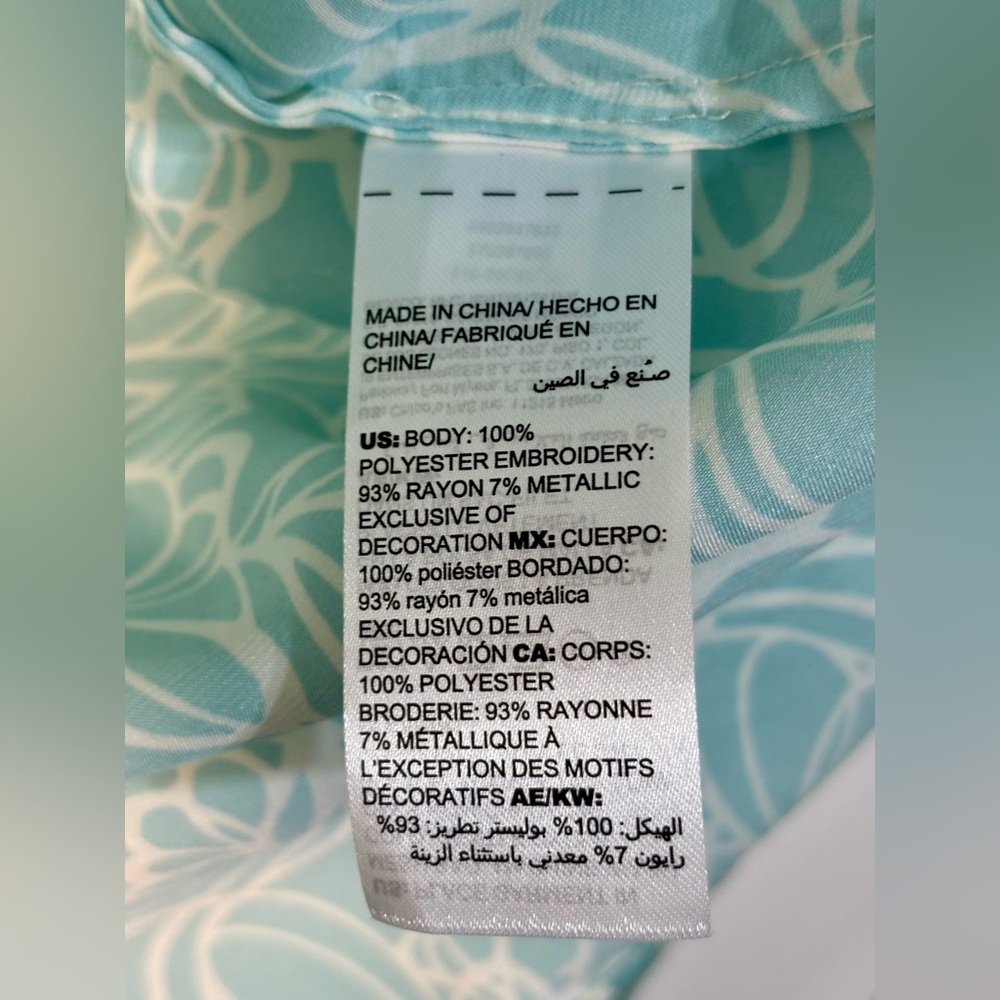 Chicos Split Neck Pullover Tunic Aqua Embroidered… - image 6